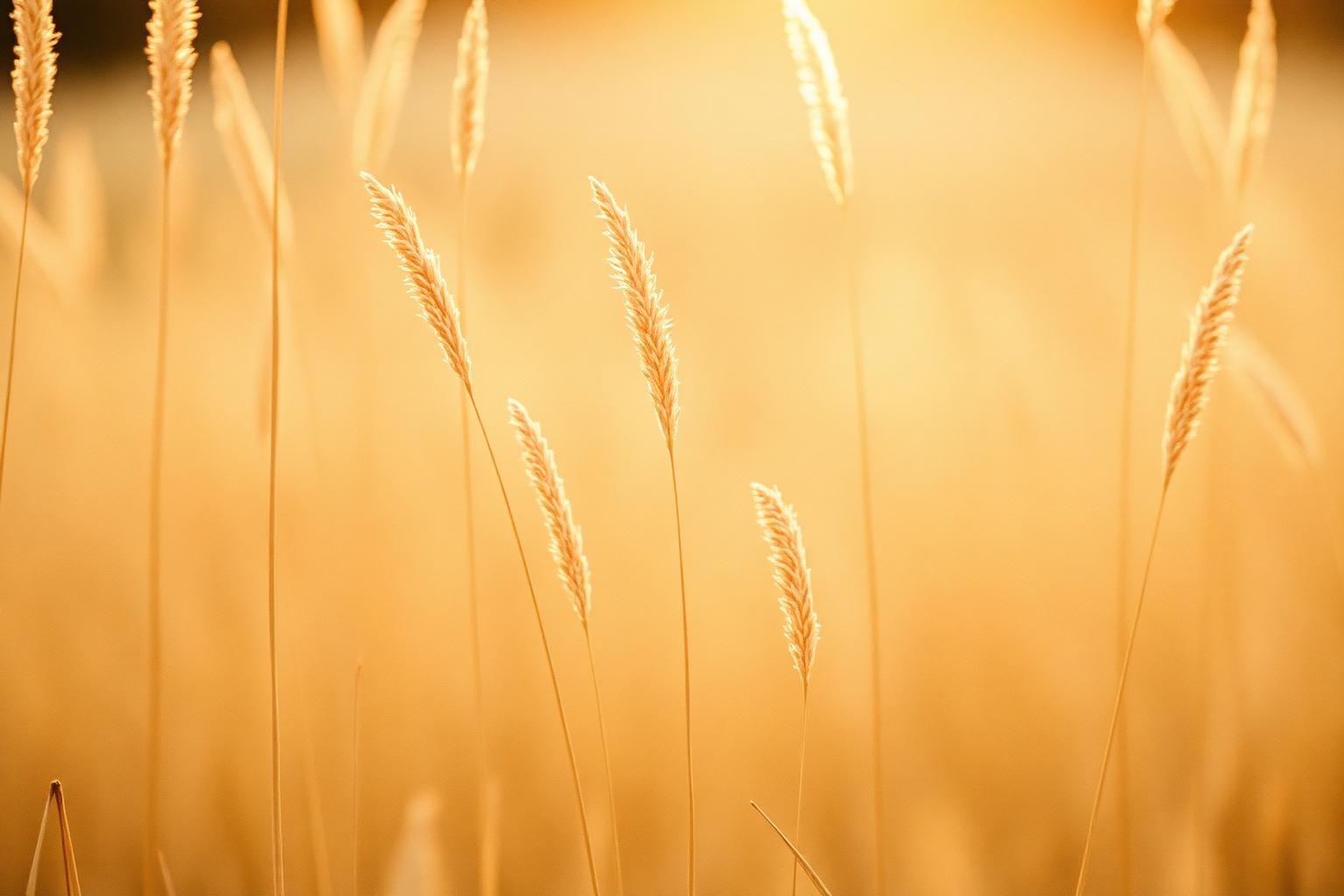 Golden meadow grasses lit by soft late-afternoon light